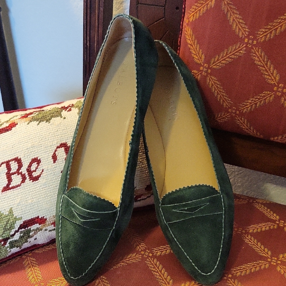 Talbots Francesca Driving Flats Dark Green Suede Ballet Flats 9M